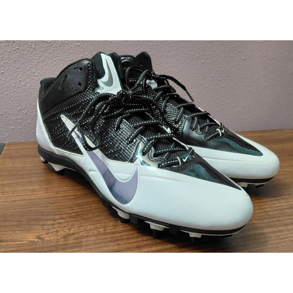 Nike Alpha Pro TD Football Cleats Mens Sz 12.5 White/Blk 579636-001 Flywire